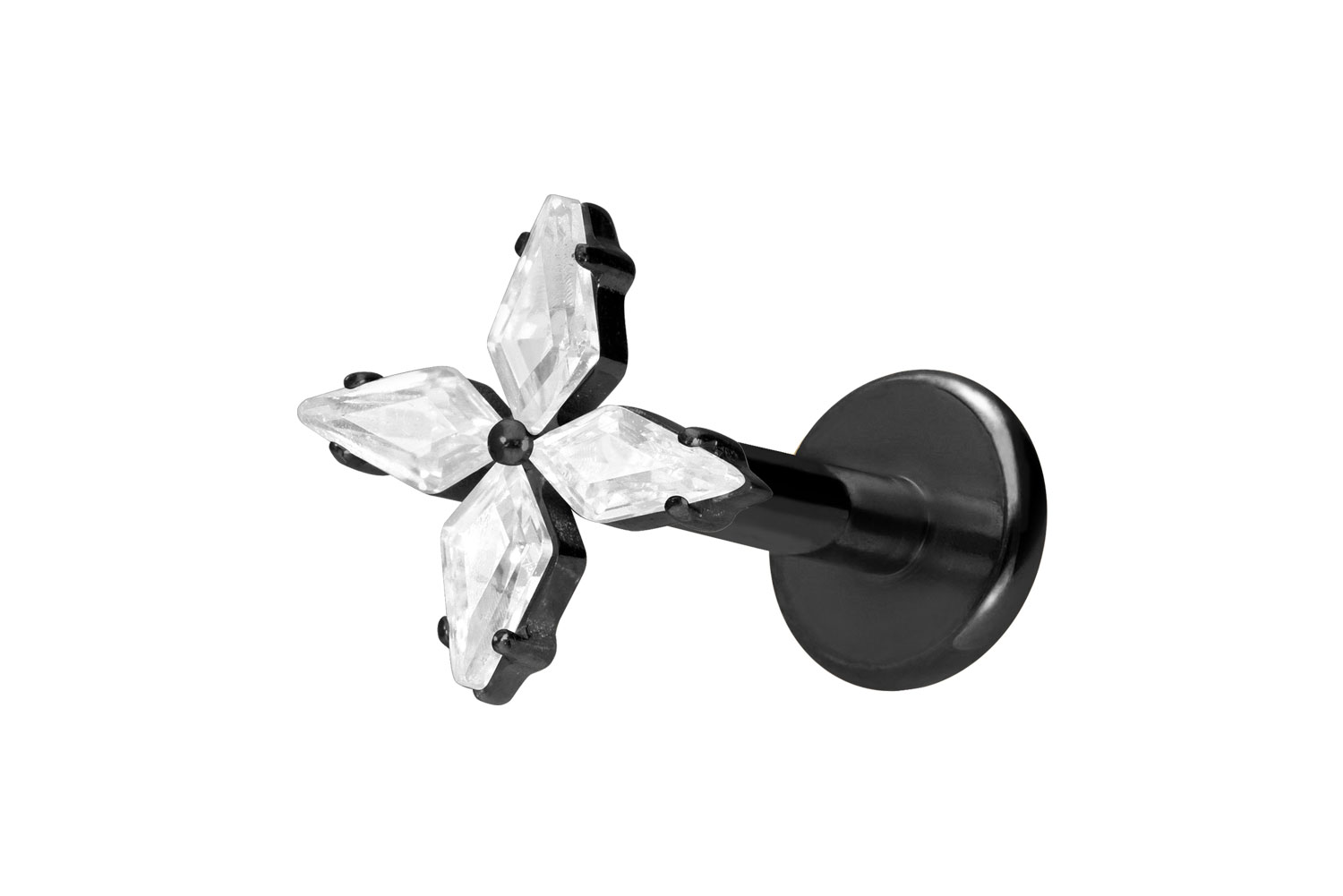 Titan Labret Piercing mit Innengewinde KRISTALLSTERN